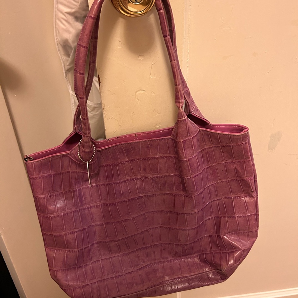 Elegant Purple Crocodile-Embossed Tote Bag